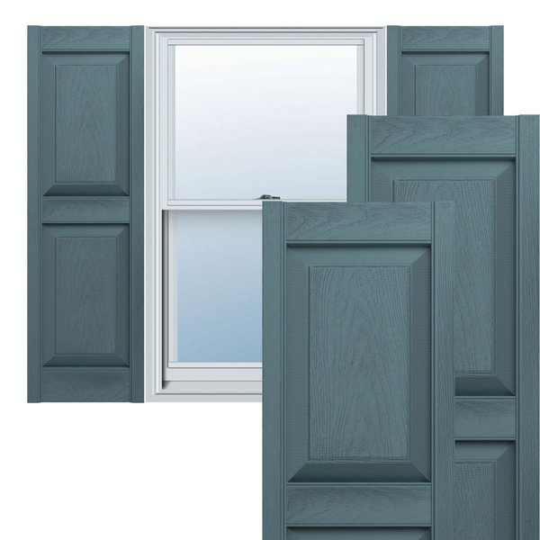 Ekena Millwork 12-in. W x 59-in. H Mid-America Vinyl, Williamsburg Double Panel Shutters, 004 - Wedgewood Blue 00021259004